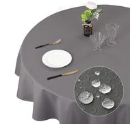 Eternal Beauty Nappe ronde de 120 cm infroissable, résistante à l'eau et lavable en machine pour maison, salle à manger, fête, restaurant (gris anthracite, 120 cm)