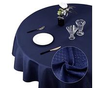 Eternal Beauty Nappe ronde de 150 cm infroissable, résistante à l'eau et lavable en machine pour maison, salle à manger, fête, restaurant (bleu marine, 150 cm)