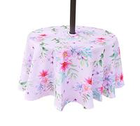 Eternal Beauty Nappe ronde résistante aux éclaboussures avec trou pour parasol et fermeture éclair pour terrasse, jardin, fête et barbecue - 132 cm