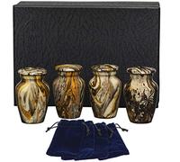 Eternal Harmony Small Keepsake Urn 4-Pack, Male & Female Mini Keepsake Urns for Human Ashes with Elegant Finishes, Secure Seal & Velvet Bag, Small Urns for Ashes Up to 3 Cubic inches (Gold Milo)