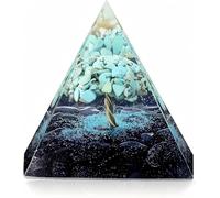 EternalOrgone Arbre de Vie Pierre de Cristal Turquoise avec Quartz de Grès Bleu Pyramide Orgone Reiki Chargée pour la Protection Guérison par les Cristaux Méditation Énergie Pyramide Orgonite