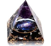 EternalOrgone Handmade Galaxy Crystal Pyramid Amethyst Crystal Sphere with Obsidian Stone Reiki Healing Pyramid for Meditation Balancing Attracts Lucky and Success