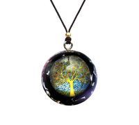 EternalOrgone Main arbre de vie collier cristal obsidienne Pierre précieuse Reiki cristaux de guérison Chakra Orgonite pendentif pour bonne chance méditation Yoga - corde ajustable