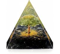 EternalOrgone Pyramide de Cristal Arbre de Vie Peridot avec Quartz Obsidienne pour la Guérison par Les Cristaux et la Méditation Qui Favorise la Richesse, la Prospérité et Attire Le Succès