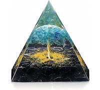 EternalOrgone Pyramide d'orgonite en Cristal inspirante en Forme de Fleur de Vie avec lépidolite générateur d'énergie pour la Protection, la méditation (Noir 2)