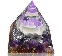 EternalOrgone Pyramide orgonite pour énergie positive, pierres d'améthyste d'orgonite - Cristaux de guérison - Pyramide pour réduire le stress - Chakra - Reiki - Attraits de méditation - Lucky et
