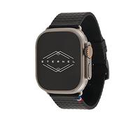 Eternel - Carbone Bracelet raffiné - Compatible toutes Apple Watch - 45/46mm - Fait main en France - Tannage végétal - Noir - Adaptateurs titane ultra