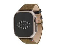 Eternel - New Rover Bracelet intrépide - Compatible toutes Apple Watch - 45/46mm - Fait main en France - Tannage végétal - Kaki - Adaptateurs titane ultra