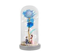 éternelle - Lampe décorative de 21,6 cm | Cadeau floral en verre - Rose en feuille d'or avec lumières LED dans un dôme transparent. Cette lampe alimentée par batterie est idéale pour offrir lors