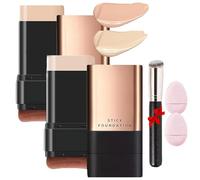 Eternipeace Stick Foundation,2 in 1 Anti Wrinkle Foundation Stick,Built-in Foundations Brush,Waterproof Hydrating Repair (Bright White+Natural, Same size)
