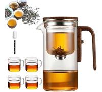 Eternity Théière magique 2 en 1 avec infuseur, théière magnétique avec passoire pour thé aux fleurs et thé en vrac, solide et résistante à la chaleur (600 ml + 4 tasses)
