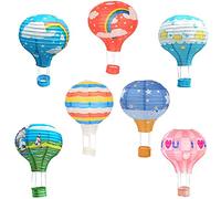 Eterspr Lot de 7 lanternes en papier pour montgolfière, lanternes en papier colorées pour montgolfières, lanterne suspendue pour montgolfière, fête de mariage, centre commercial, décoration artisanale