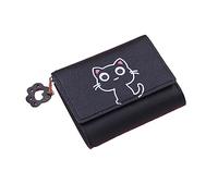 Eterspr Mini Portefeuille Mignon, Bande Dessinée de Chat Fille Porte-Monnaie, Convient pour Ranger Les Cartes de CréDit, Les Photos, Les Cartes D'Identité, Etc. de Tous Les Jours (Noir)