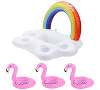 Eterspr Support Gonflable de Boisson, 1 Pièces Rainbow Support Gonflable de 3 Pièces Flamingo Support de Boisson Gonflable, pour Divertissements Aquatiques, Fêtes à Piscine et Décoration de Piscine