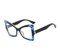 ETETGVG Lunettes de lecture œil de chat papillon de luxe, monture vintage, grande taille, tendance, protection des yeux (noir, bleu, transparent)