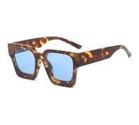 ETETGVG Lunettes de soleil carrées à la mode pour femmes, monture épaisse, simples, pour hommes, classiques rétro, lunettes de soleil UV400, comme image, bleu léopard