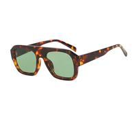 ETETGVG Lunettes de soleil carrées de luxe pour femmes, monture épaisse vintage, lunettes de soleil léopard, mode féminine, lunettes polygonales, vert léopard, taille unique