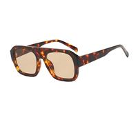 ETETGVG Lunettes de soleil carrées de luxe pour femmes, monture épaisse vintage, lunettes de soleil léopard, mode féminine, lunettes polygonales, thé léopard, taille unique