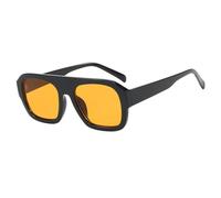 ETETGVG Lunettes de soleil carrées de luxe pour femmes, monture épaisse vintage, lunettes de soleil léopard, mode féminine, lunettes polygonales, noir, jaune, taille unique