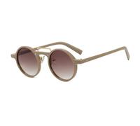 ETETGVG Lunettes de soleil classiques à monture ronde et double pont style punk pour femmes et hommes, verres de voyage Rice Nail UV400 (dégradé café et thé)