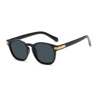 ETETGVG Lunettes de soleil de luxe à monture ronde pour hommes et femmes, pour voyage et conduite, UV400 (noir et gris)