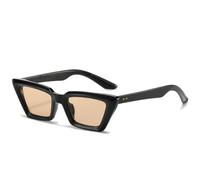 ETETGVG Lunettes de soleil œil de chat rétro tendance à petite monture pour homme et femme, protection UV400 (noir champagne)