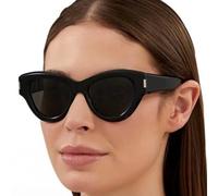 ETETGVG Lunettes de soleil œil de chat vintage à rivets pour femme et homme, verres UV400 (blanc et gris)