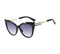 ETETGVG Lunettes de soleil œil de chat vintage de luxe pour femmes et hommes, branches en métal ajourées, voyage, conduite, UV400 (noir dégradé gris)