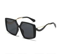 ETETGVG Lunettes de soleil irrégulières pour femmes et hommes, grande monture, style rétro, pour photographie de rue, UV400 (noir et gris)