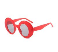 ETETGVG Lunettes de soleil ovales surdimensionnées pour femmes et hommes, style rétro, rondes, dégradées, punk (rouge et noir)