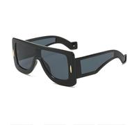 ETETGVG Lunettes de soleil punk pour femmes et hommes, monture large, de luxe, connectées, pour l'extérieur, la conduite, UV400 (noir et gris)