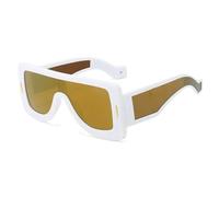 ETETGVG Lunettes de soleil punk pour femmes et hommes, monture large, de luxe, connectées, pour l'extérieur, la conduite, UV400 (or blanc)