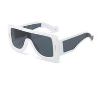 ETETGVG Lunettes de soleil punk pour femmes et hommes, monture large, de luxe, connectées, pour l'extérieur, la conduite, UV400 (blanc et gris)