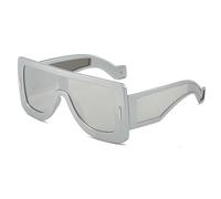 ETETGVG Lunettes de soleil punk pour femmes et hommes, monture large, de luxe, connectées, pour l'extérieur, la conduite, UV400 (argenté)