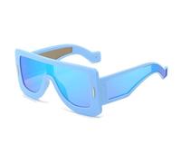 ETETGVG Lunettes de soleil punk pour femmes et hommes, monture large, de luxe, connectées, pour l'extérieur, la conduite, UV400 (bleu bleu)