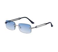 ETETGVG Lunettes de soleil rectangulaires à petite monture pour homme et femme de luxe vintage sans monture pour lunettes de conduite rétro unisexe, C7 Bleu, Taille unique