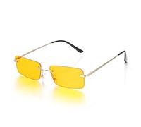 ETETGVG Lunettes de soleil rectangulaires sans monture pour femmes, lunettes carrées sans cadre à la mode pour hommes, lunettes ultralégères UV400, jaune