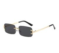 ETETGVG Lunettes de soleil rectangulaires sans monture tendance pour femmes et hommes, petites lunettes de soleil pour femmes et hommes, pour l'été, en voyage, OR, GRIS, taille unique