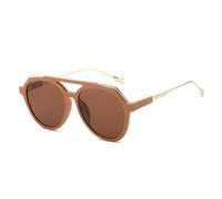 ETETGVG Lunettes de soleil rétro à double pont pour homme et femme, verres UV400 (doré et marron)