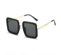 ETETGVG Lunettes de soleil rétro à grande monture pour femmes et hommes, en métal, pour l'extérieur et les voyages, UV400 (noir et gris)