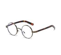 ETETGVG Lunettes de soleil rétro rondes en métal style punk pour femmes et hommes, verres transparents tendance, monture UV400 (Gun Leopard Clear)