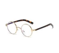 ETETGVG Lunettes de soleil rétro rondes en métal style punk pour femmes et hommes, verres transparents tendance, monture UV400 (doré transparent)