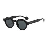 ETETGVG Lunettes de soleil rondes bicolores tendance pour femmes et hommes, style rétro, rivets, style punk, UV400 (noir et noir)