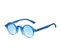 ETETGVG Lunettes de soleil rondes rétro à petite monture pour femmes et hommes, de luxe, rivetées, décontractées, UV400 (bleu bleu)