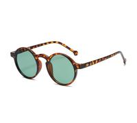 ETETGVG Lunettes de soleil rondes rétro pour femmes et hommes, classiques, tendance, petit format, style punk, léopard, UV400, gelée (vert léopard)