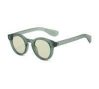 ETETGVG Lunettes de soleil rondes tendance pour femmes et hommes, verres UV400, style rétro punk, rivets mats (vert vert)