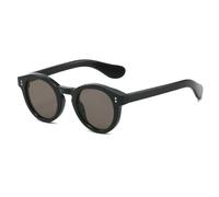 ETETGVG Lunettes de soleil rondes tendance pour femmes et hommes, verres UV400, style rétro punk, rivets mats (noir et noir)