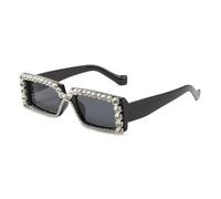 ETETGVG Lunettes de soleil tendance de luxe avec strass pour femmes et hommes, pour la photographie de rue en extérieur, UV400 (noir et gris)