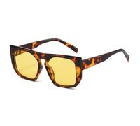 ETETGVG Lunettes de soleil tendance pour femmes, style rétro, motif léopard, pour hommes, UV400 (jaune léopard)