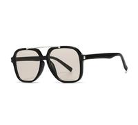 ETETGVG Lunettes de soleil tendance surdimensionnées à double pont pour femmes et hommes, verres UV400 rétro à rivets (C6 Noir Champagne)